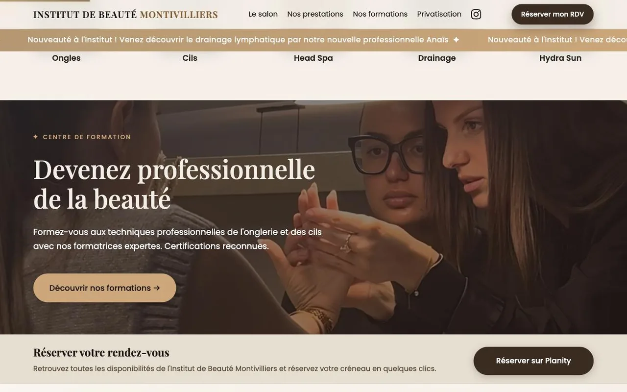 Institut de Beauté : capture 2 du site